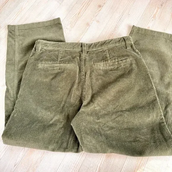 Aritzia TNA High Rise Straight Leg Corduroy Trousers | Green Size 12 - Picture 5 of 8